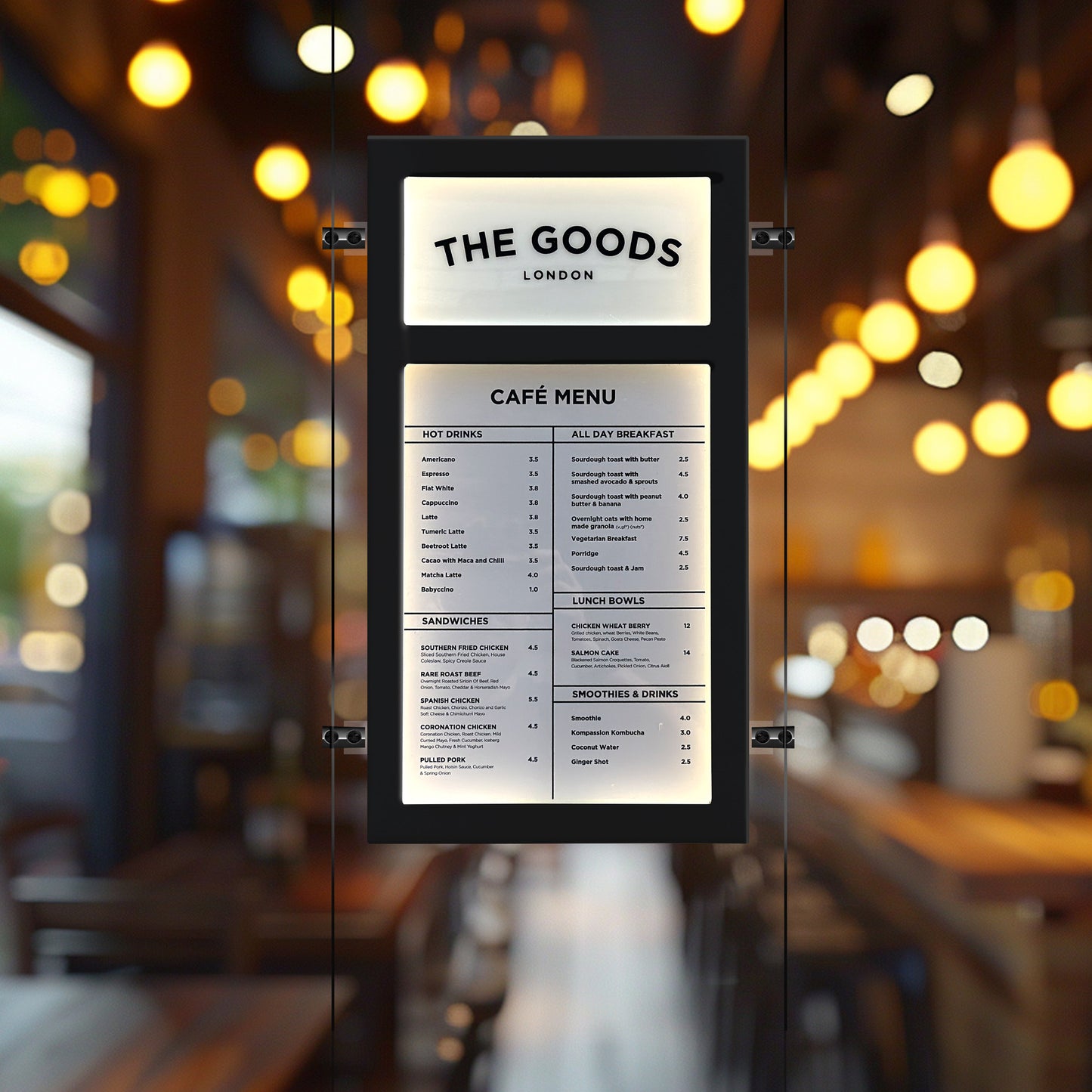 Vitrine de menu noire