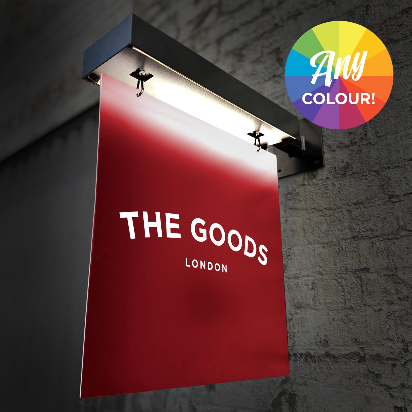 'The Kew' - Minimalist Illuminated Hanging/Projecting Sign (Any Colour)