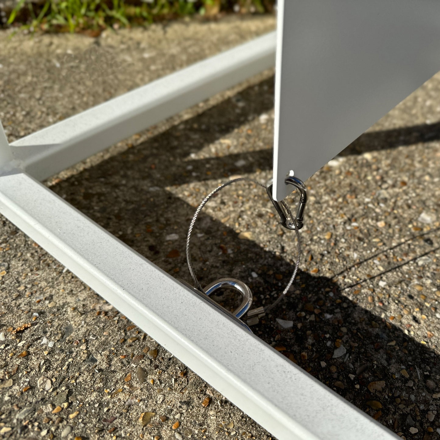 White Metal Box Section A frame Sign Detail