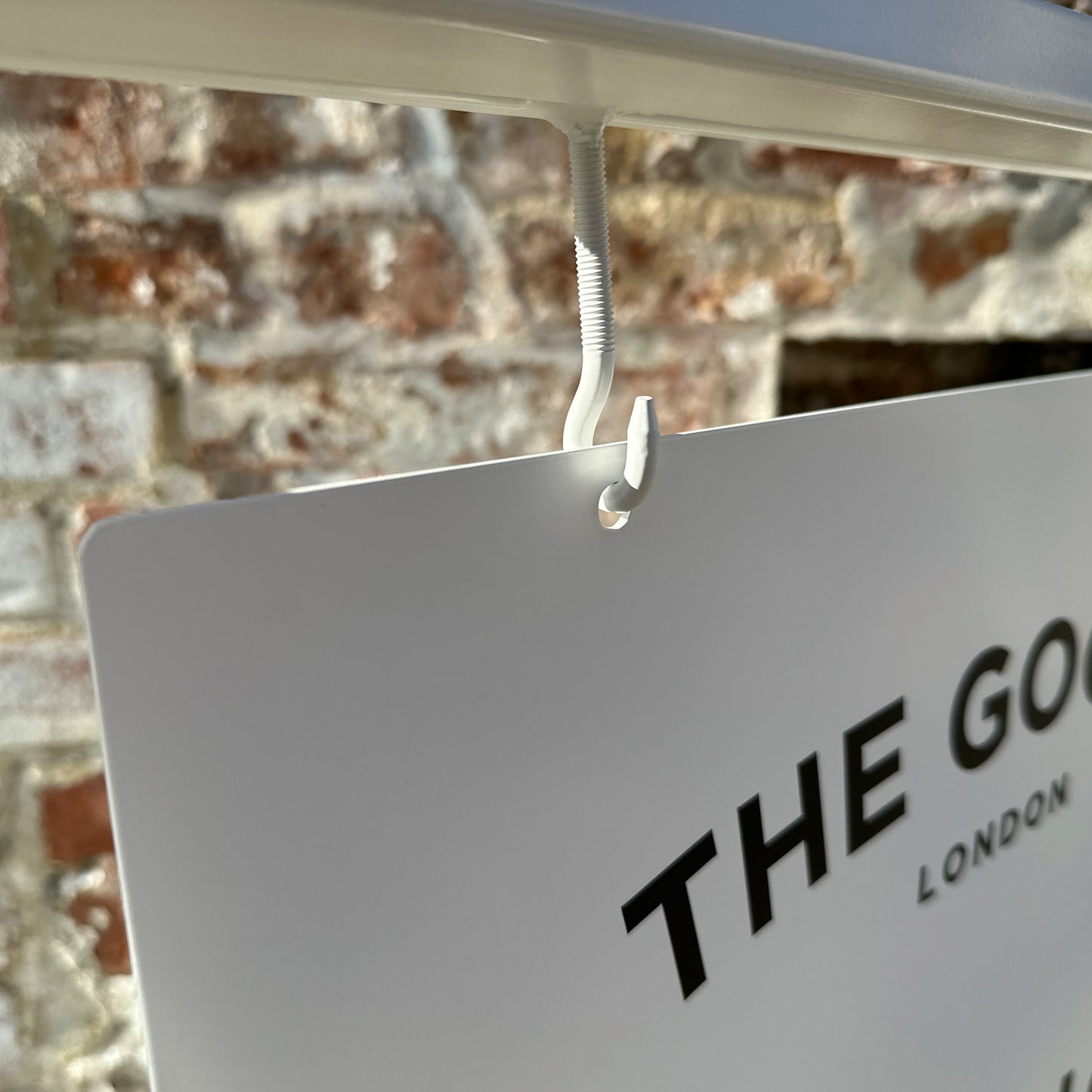 White Metal Box Section A frame Sign Detail