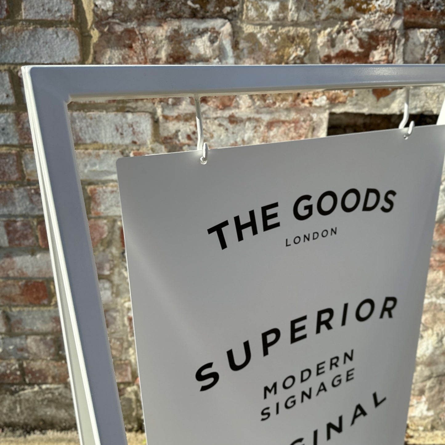 White Metal Box Section A frame Sign Detail