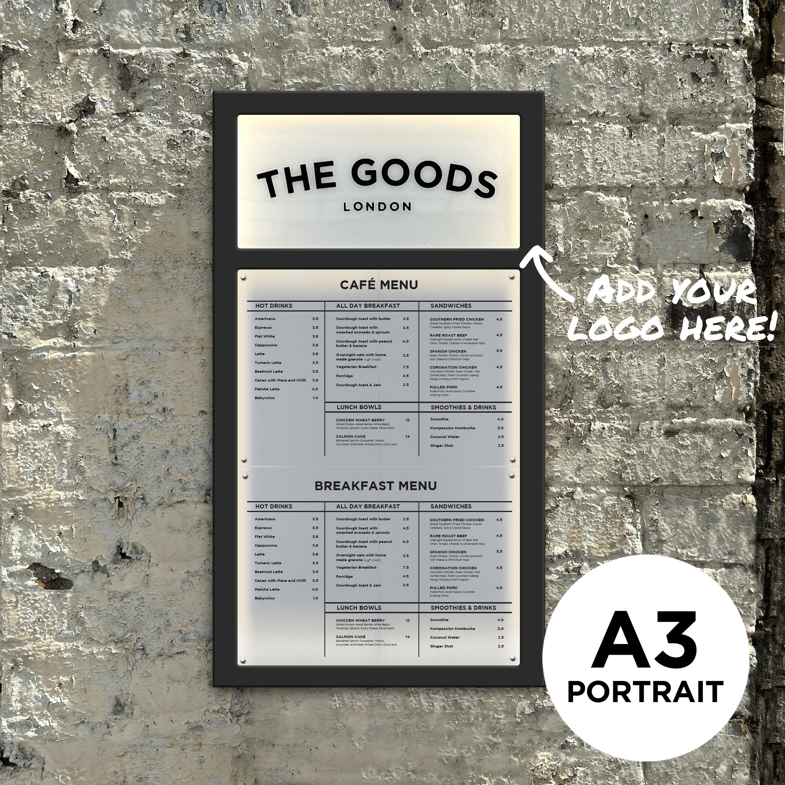 Case Filemenu illuminated White Menu Case with your brand logo โ The Goods London