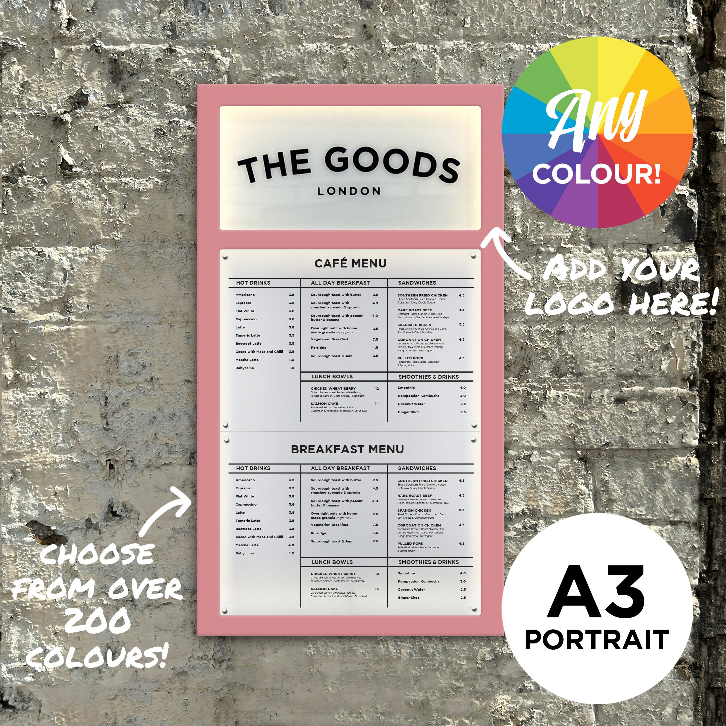 illuminated White Menu Case with your brand logo – The Goods London
