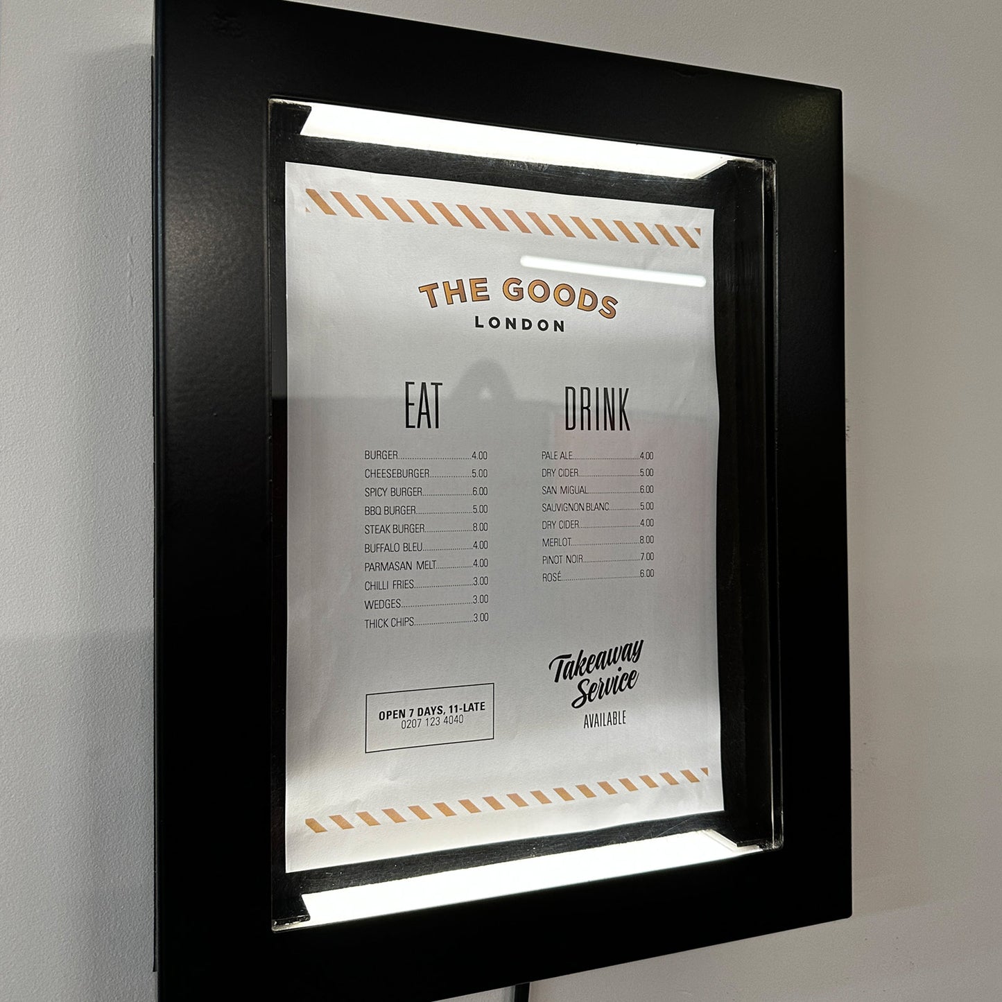 'The Aldwych' - Black Lockable Menu Display Case – 'The Goods' Signs London