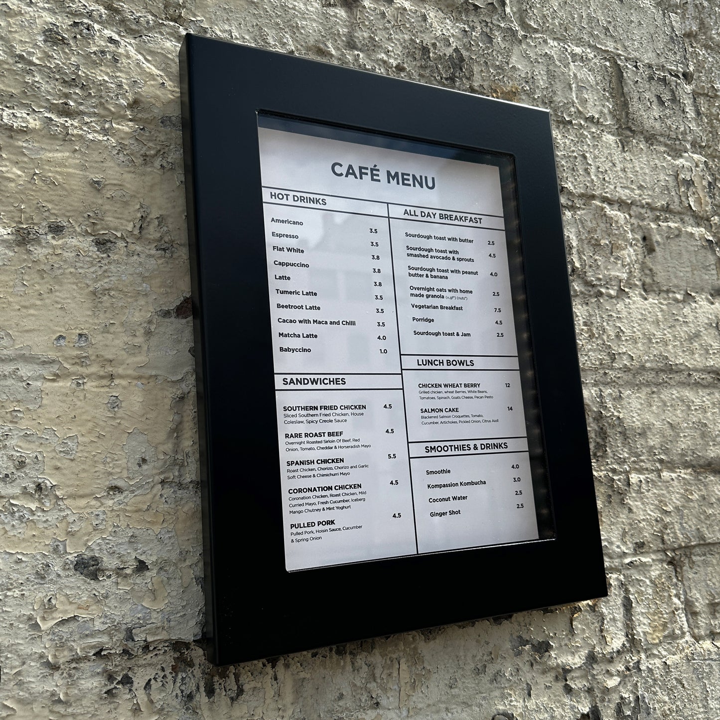 Black Illuminated Slimline Menu Case