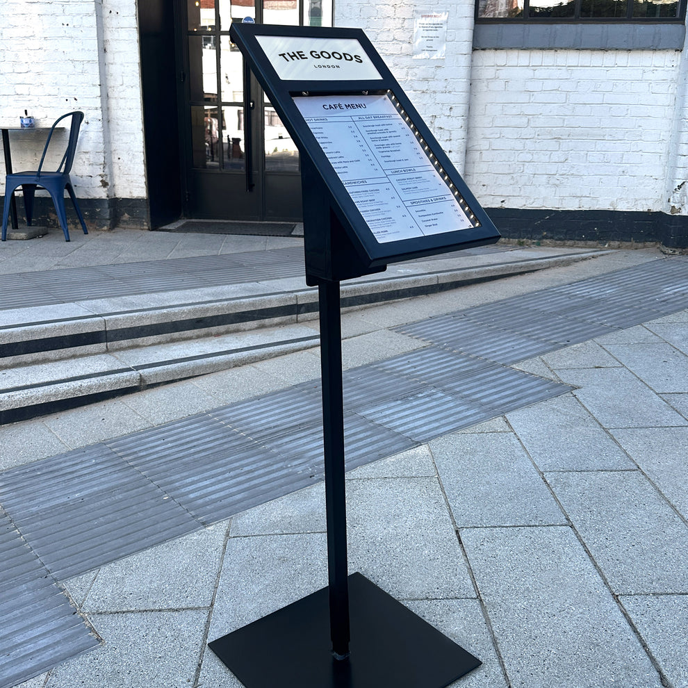 Menu Window Box Freestanding Illuminated Exterior Menu Box - Black or White (Battery ...