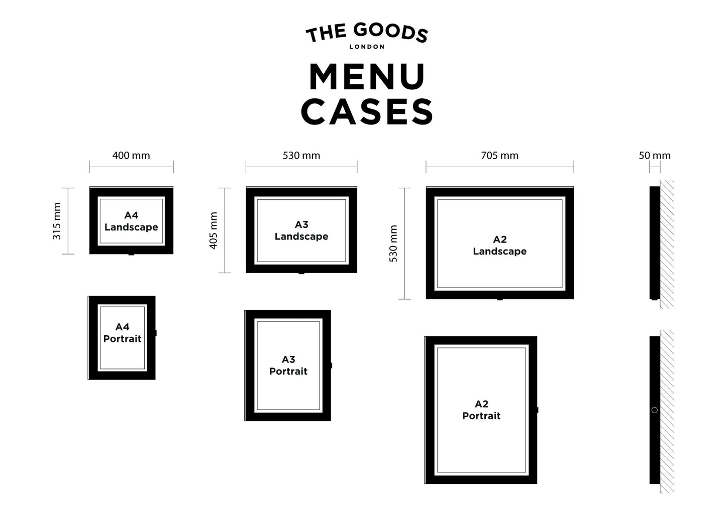 Technical drawing for menu cases