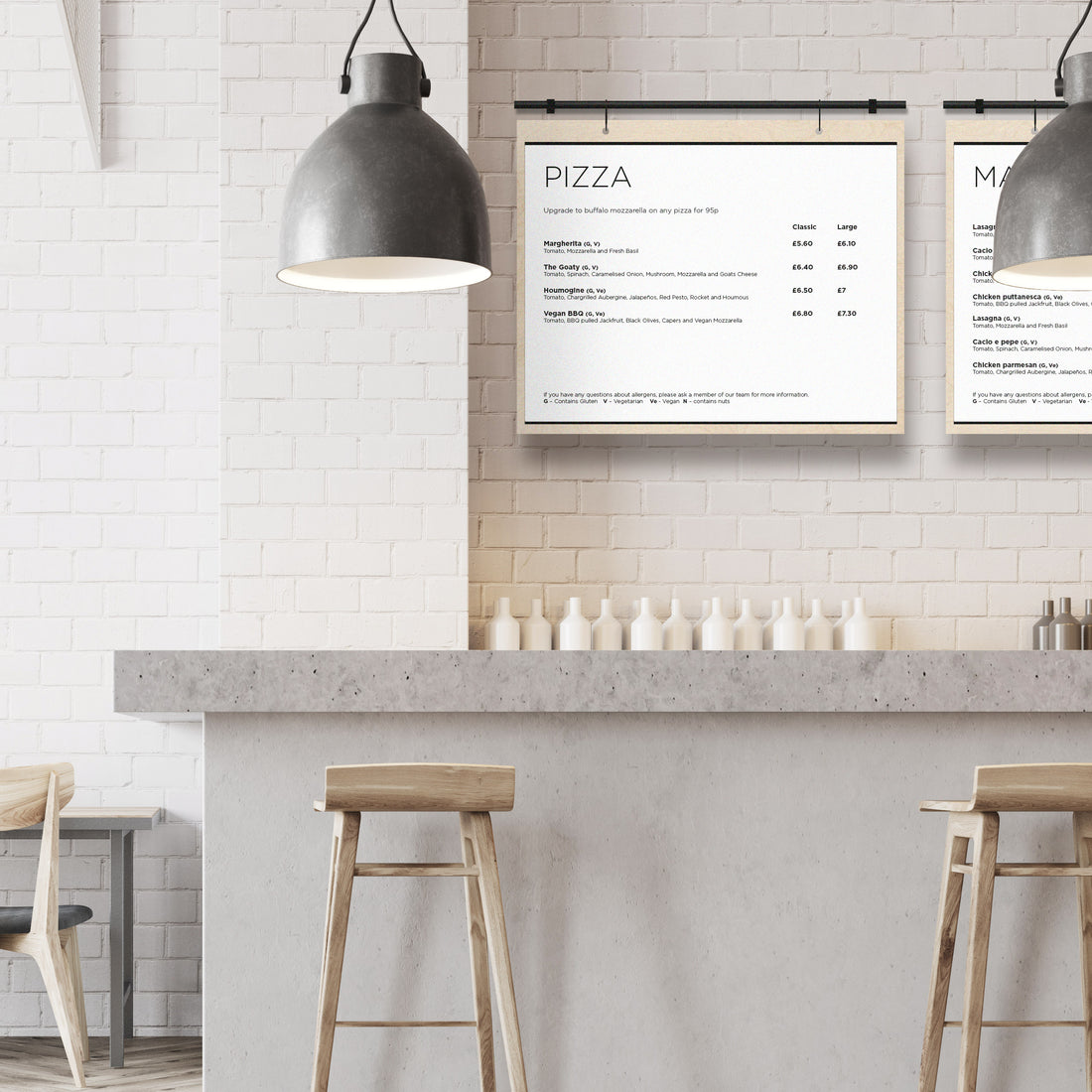 Hanign Table Menu 'The Barnsbury' - Industrial Hanging Café Menu Display – The Goods London