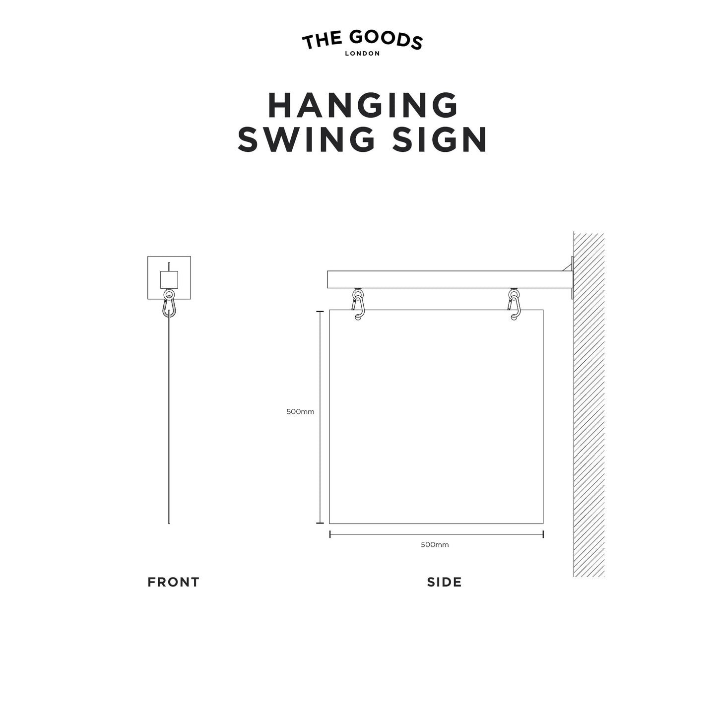 Technical drawing for hanging sign