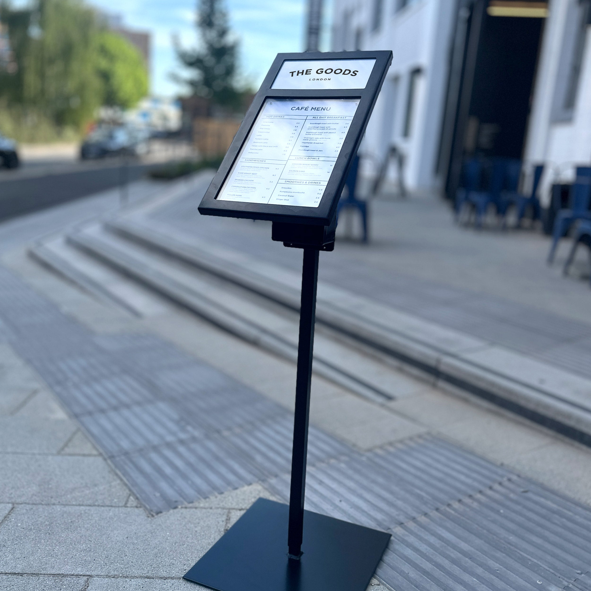 Menu Window Box Freestanding Illuminated Exterior Menu Box - Black or White (Battery ...