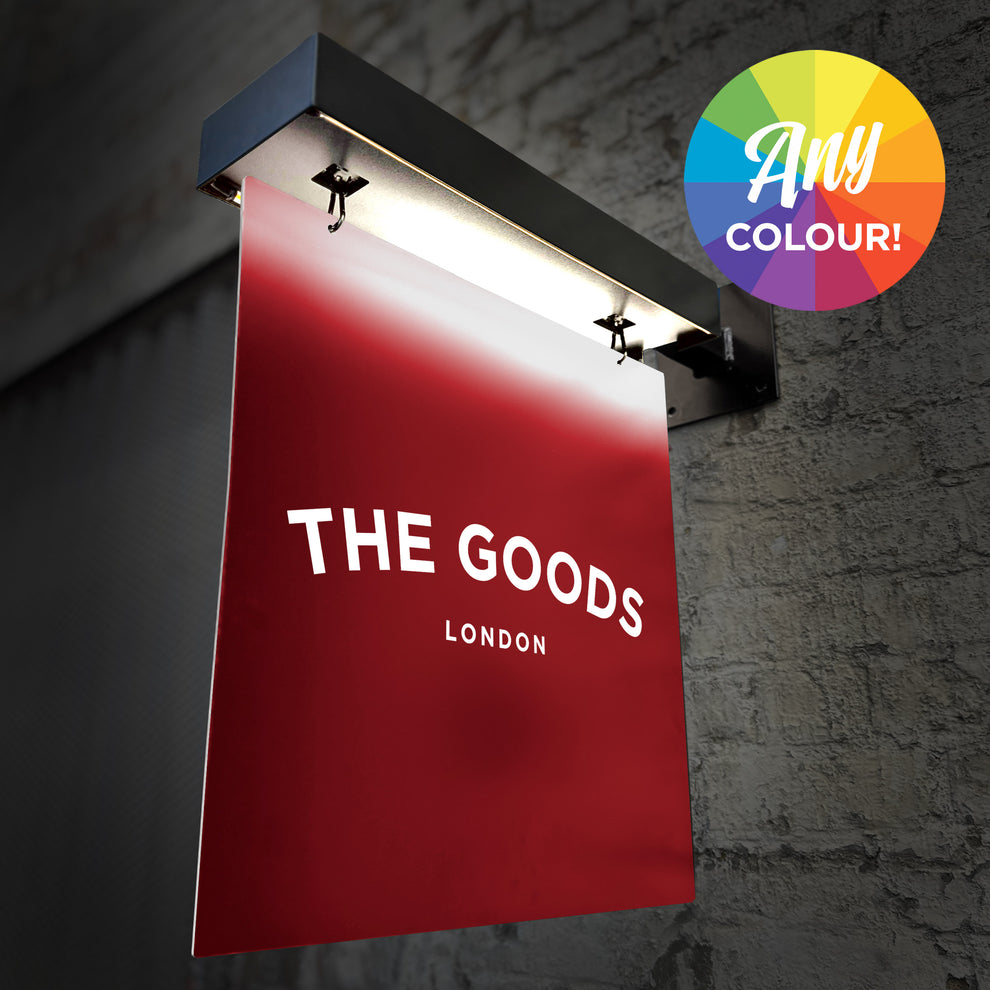 'The Kew' - Minimalist Illuminated Hanging/Projecting Sign (Any Colour – The Goods London