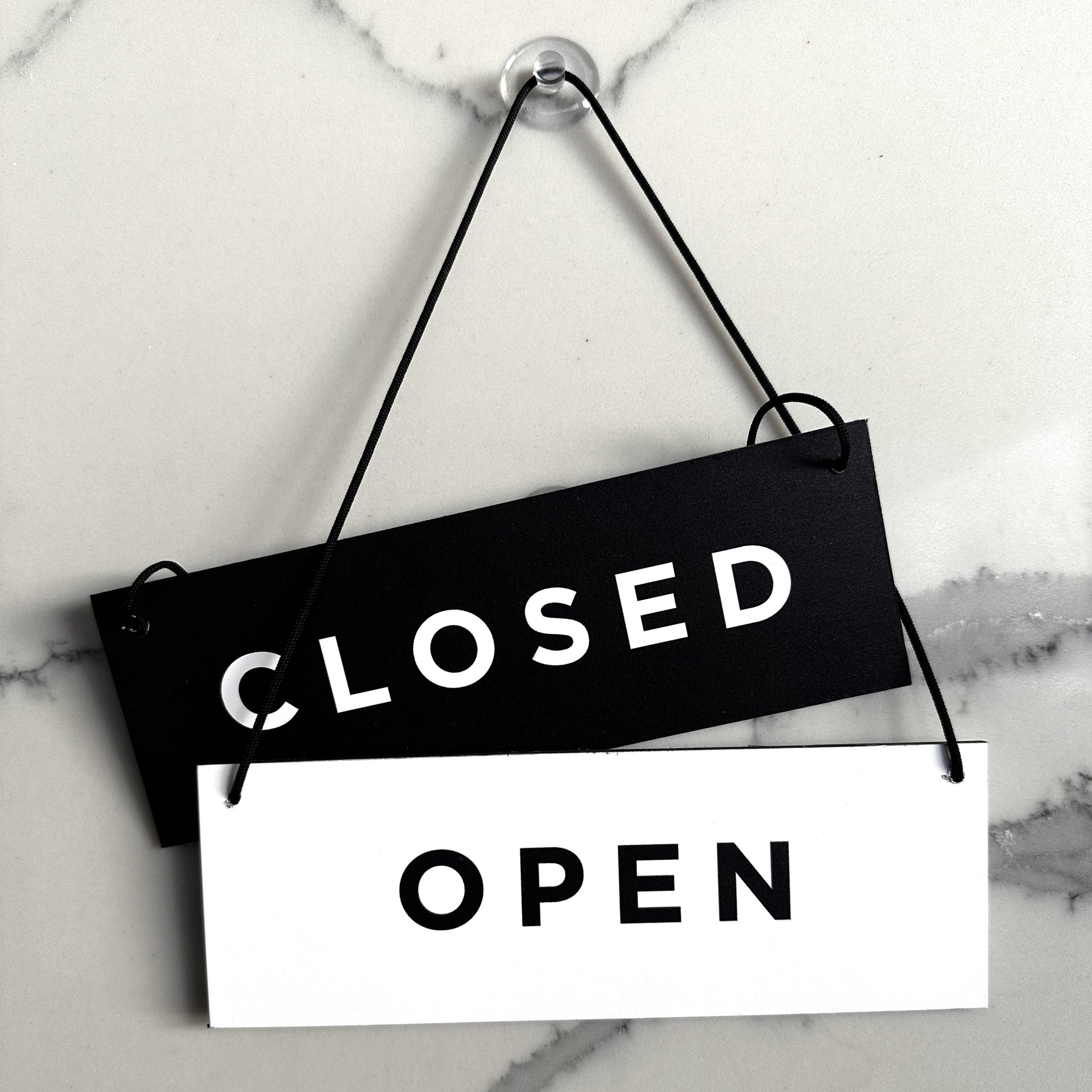 Simple black and white open closed door sign