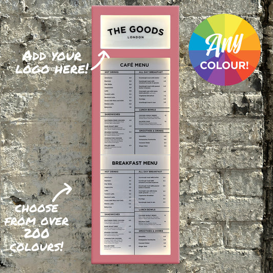 Menu Branded Branded Menu Cases – 'The Goods' Signs London