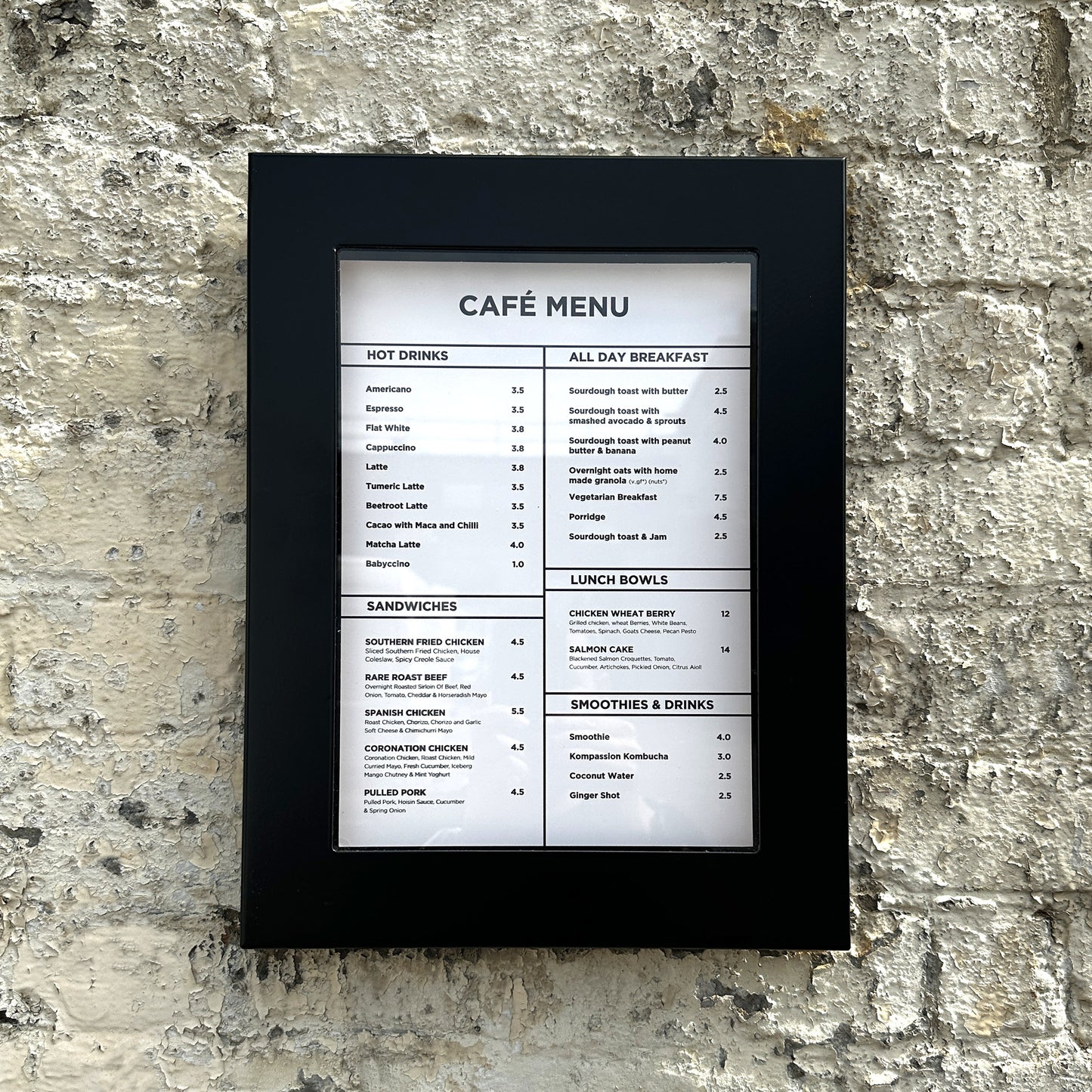 Black Illuminated Slimline Menu Case