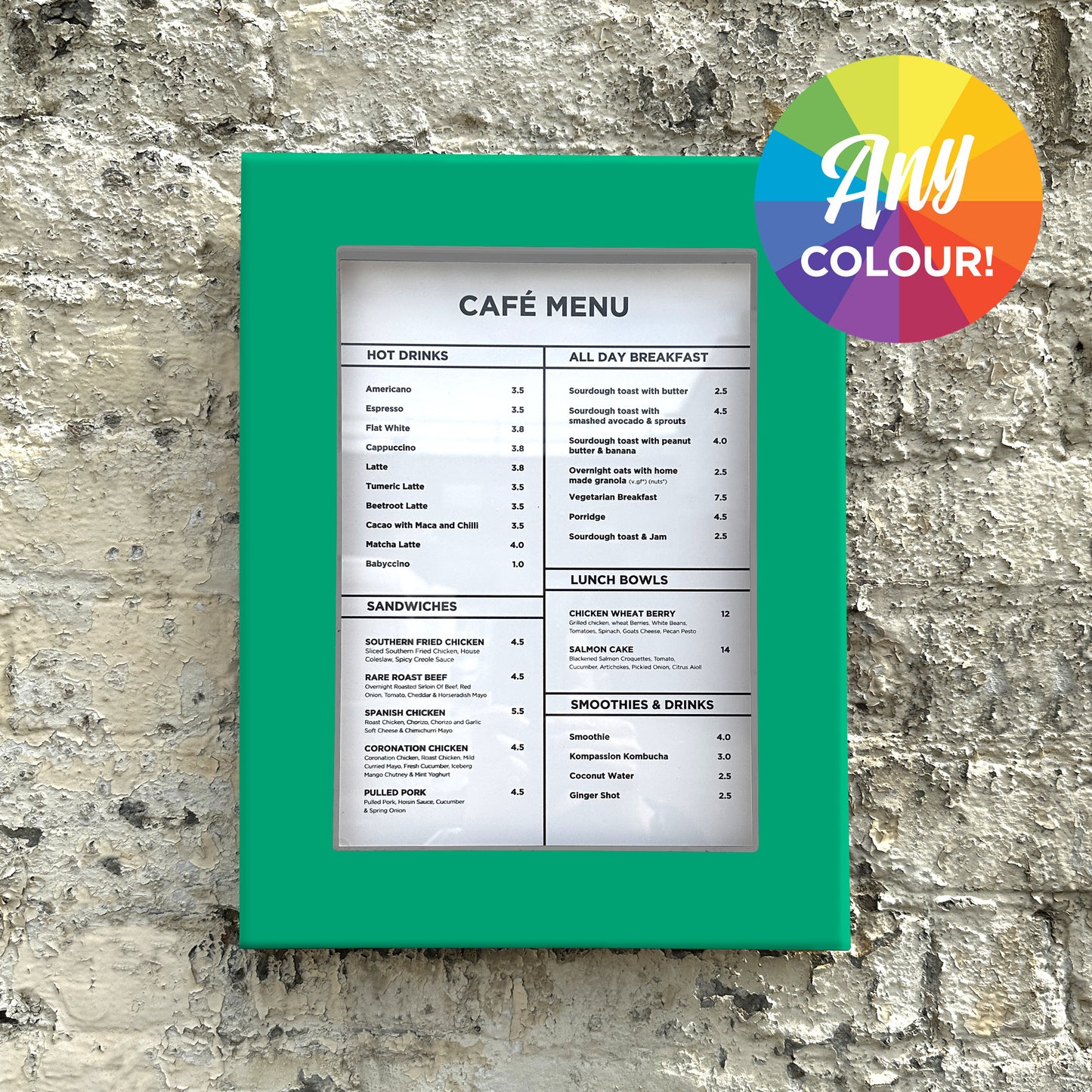 Simple Illuminated Slimline Menu Case - Any Colour – 'The Goods' Signs ...