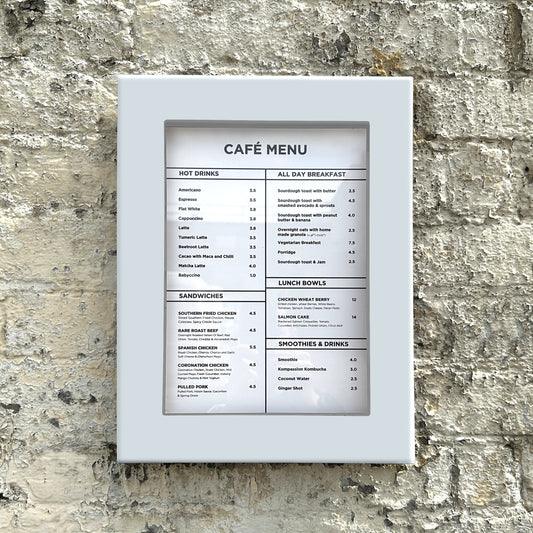 White Illuminated Slimline Menu Case