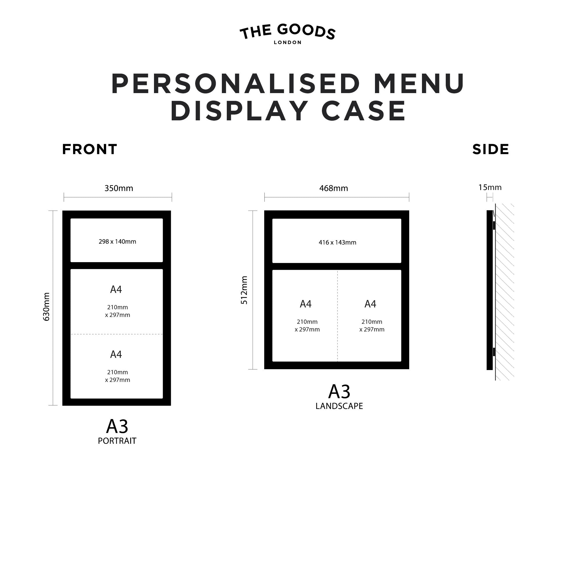 Menu Dimensions illuminated White Menu Case with your brand logo – The Goods London