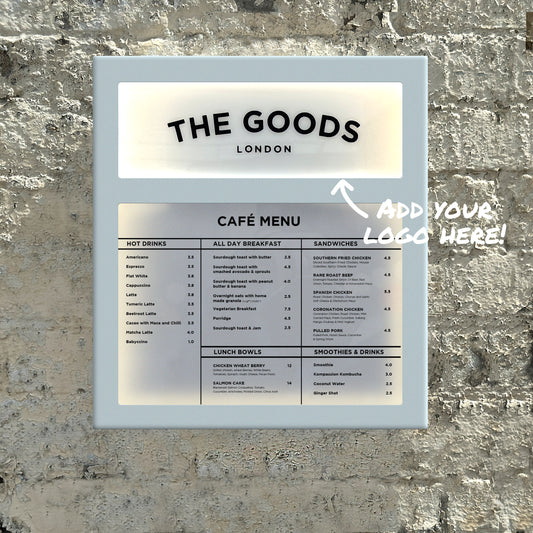 Branded Menu Cases – 'The Goods' Signs London
