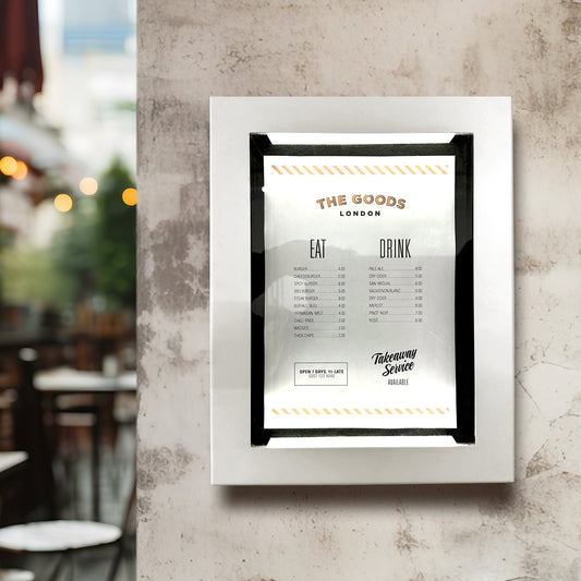 White Menu Case Display