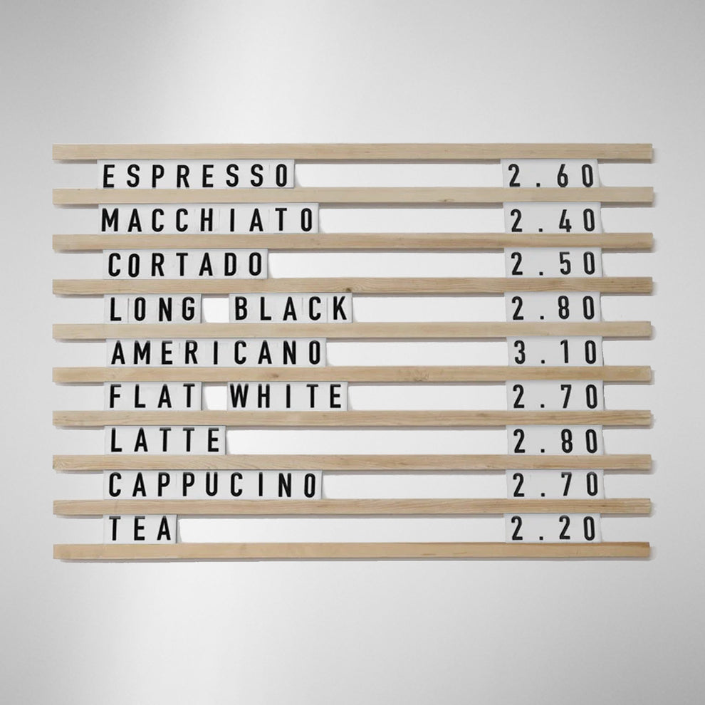 'The Bloomsbury' - Café Menu - White Letters on Oak Rails – The Goods ...