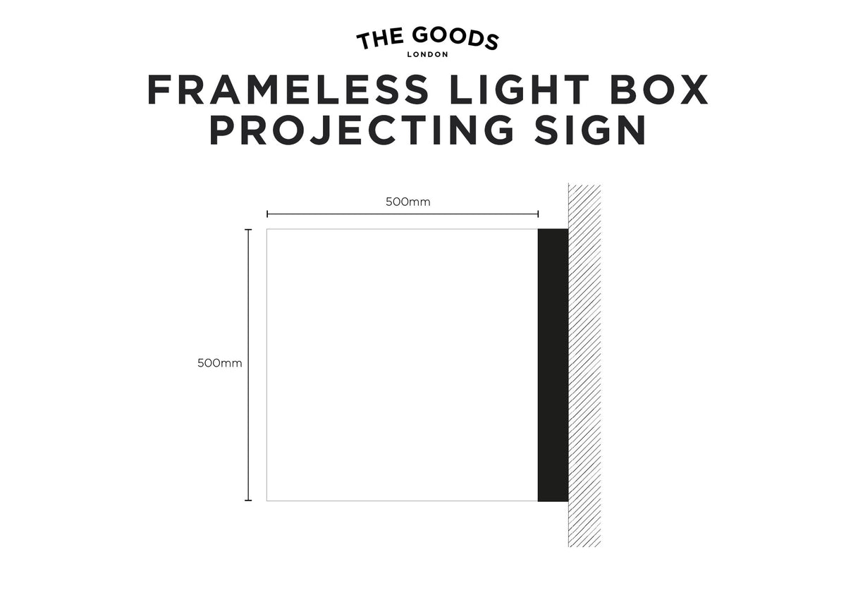 Projecting Sign Drawing Frameless Acrylic Light Box Double Sided Sign – 'The Goods' Signs London