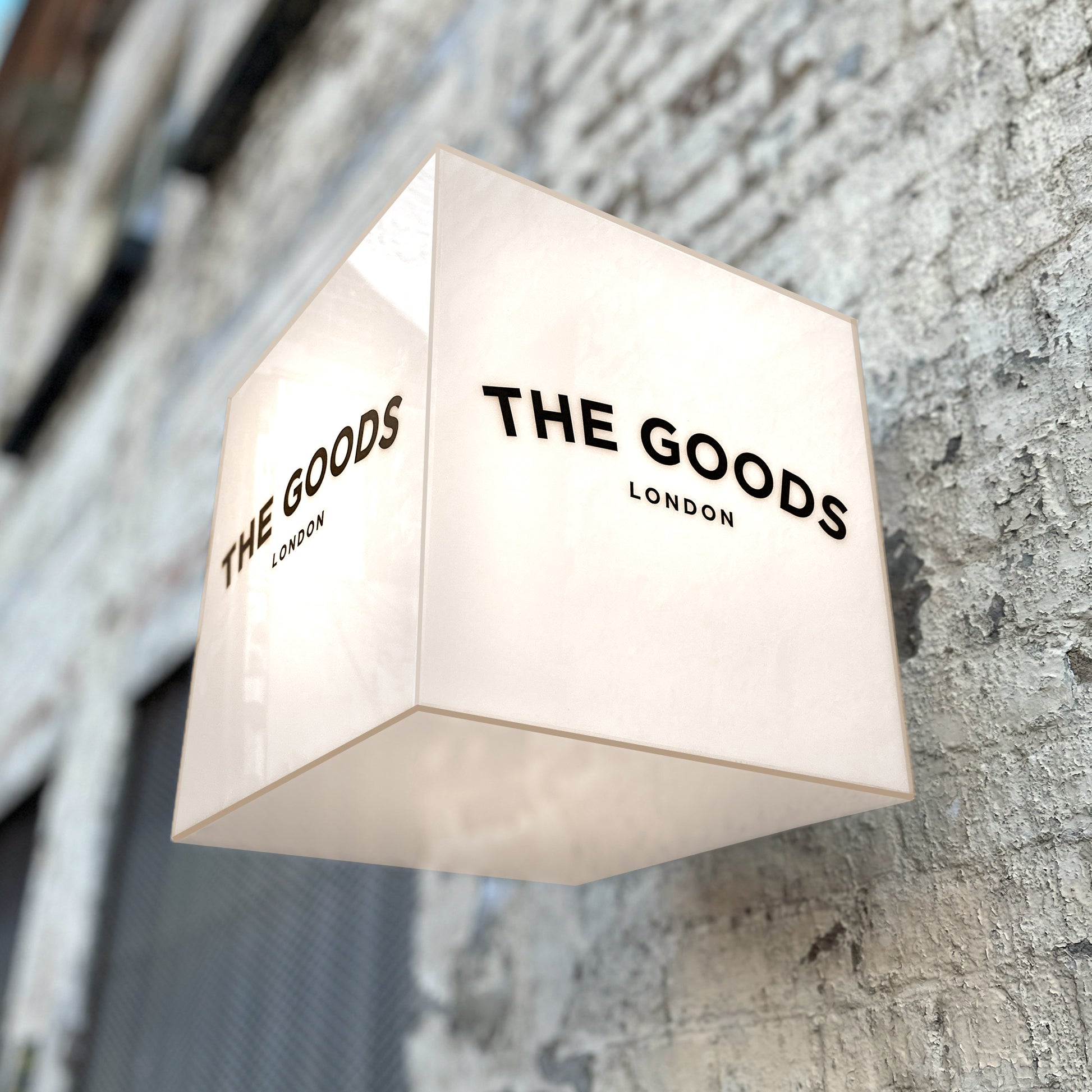 Cube Light Box Projecting Sign – 'The Goods' Signs London