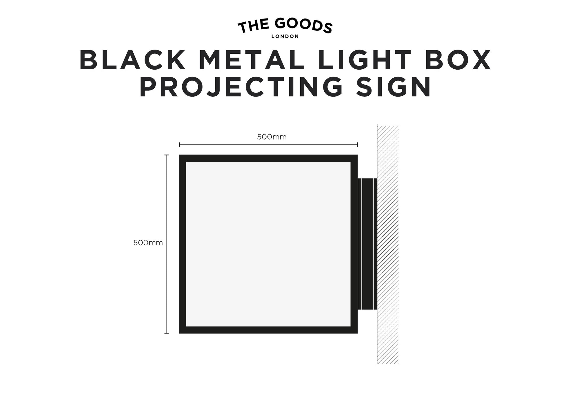 Black Metal Light Box Projecting Sign – 'The Goods' Signs London